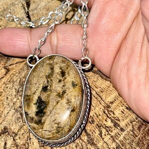 Brown Dendritic Jasper Pendant Necklace
